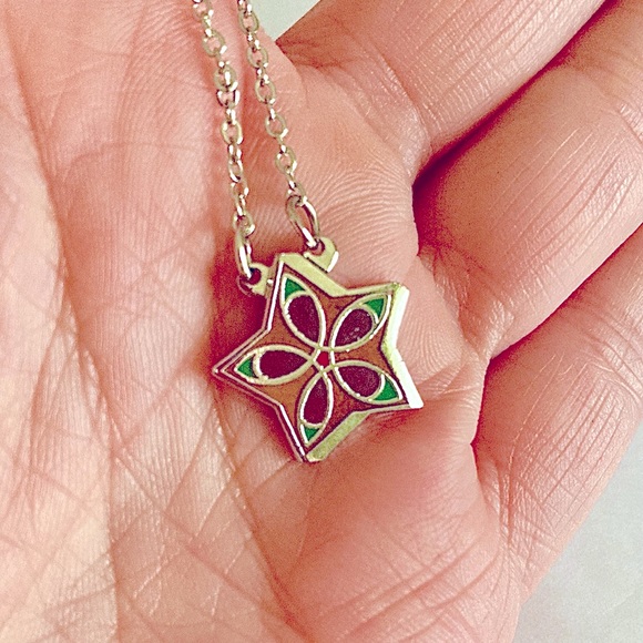 Vintage 80’s enamel Star pendant Aztec style ( deadstock) Mexican - Picture 2 of 5